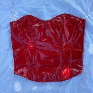 Glossy Red Bustier Top